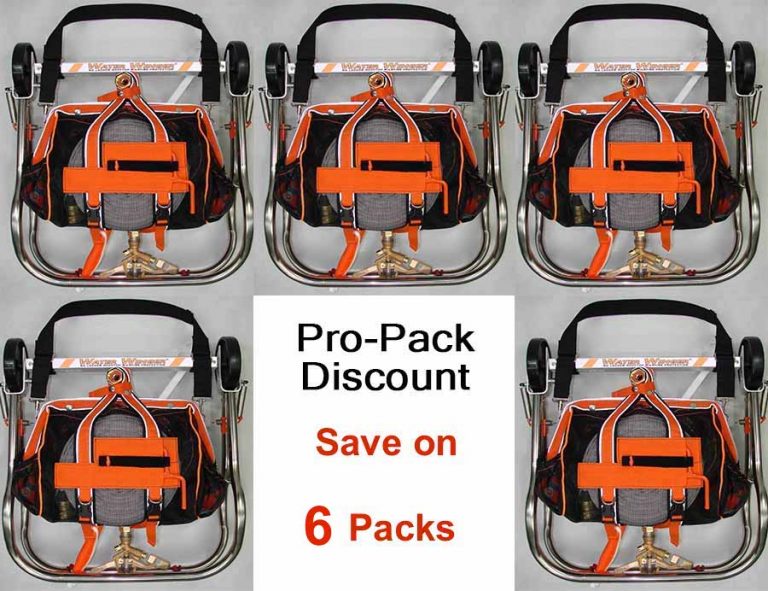 Six-pack of Water Winger rooftop wildfire sprinkler kits for structure protection crews