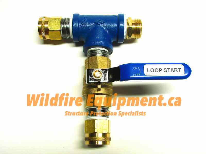 Three-quarter-inch loop-start T fitting with garden-hose supply connection
