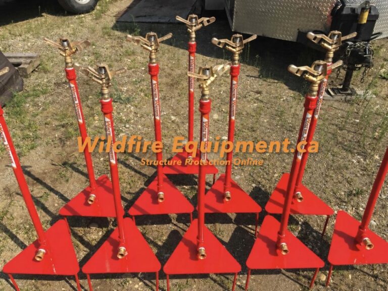 Ground spike wildfire sprinklers with Rain Bird impact heads